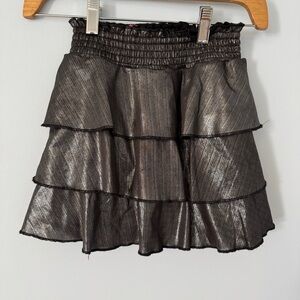 Justice Shiny Black Tiered Mini Skirt